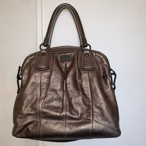 Metallic silver Coach purse
